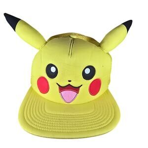 Pokemon Pikachu Snapback Cap 1/2 Mesh One Size Fits Most Anime Cosplay 90s Y2K